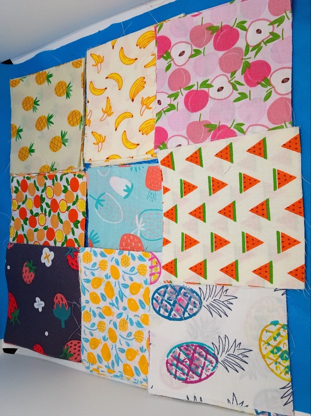 Printed Cotton Fabric Squares - Fruit Pattern Mix in Orange & Pink 63